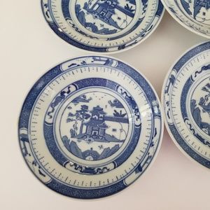 Vintage Blue Pagoda Scene Sauce Bowl Set of 4